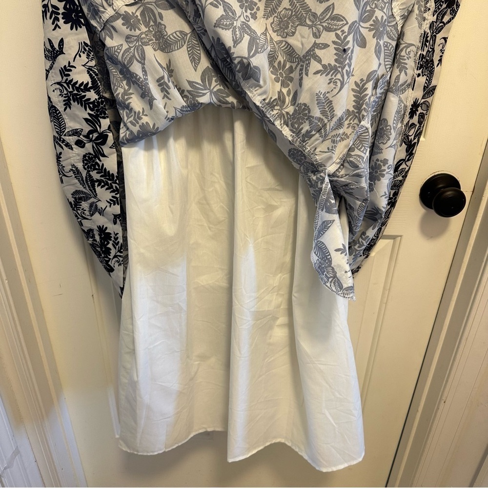 AUREUM White Blue Floral Midi Dress Size Medium - Picture 5 of 7